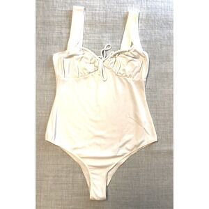 Reformation Jeans Bodysuit Cream White Romantic Womens Festival Top  - Medium